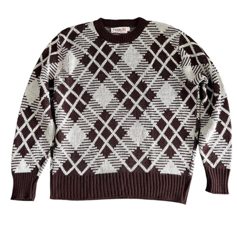 IZOD Vintage Men's Medium Argyle Grandpa‎ Cabin Sweatee
